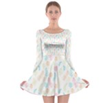 Whimsical Feather Pattern,fresh Colors, Long Sleeve Skater Dress