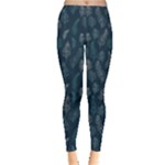 Whimsical Feather Pattern, Midnight Blue, Leggings 