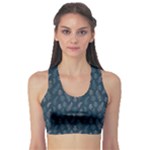 Whimsical Feather Pattern, Midnight Blue, Sports Bra