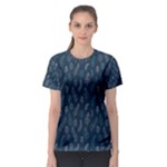 Whimsical Feather Pattern, Midnight Blue, Women s Sport Mesh Tee