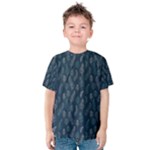 Whimsical Feather Pattern, Midnight Blue, Kid s Cotton Tee