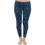 Whimsical Feather Pattern, Midnight Blue, Winter Leggings 