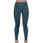 Whimsical Feather Pattern, Midnight Blue, Yoga Leggings