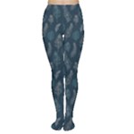 Whimsical Feather Pattern, Midnight Blue, Women s Tights