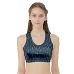 Whimsical Feather Pattern, Midnight Blue, Women s Sports Bra with Border