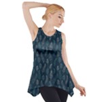 Whimsical Feather Pattern, Midnight Blue, Side Drop Tank Tunic
