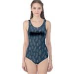 Whimsical Feather Pattern, Midnight Blue, One Piece Swimsuit