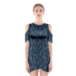 Whimsical Feather Pattern, Midnight Blue, Cutout Shoulder Dress
