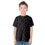 Whimsical Feather Pattern, Bright Pink Red Blue Green Yellow, Kid s Cotton Tee