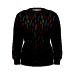 Whimsical Feather Pattern, Bright Pink Red Blue Green Yellow, Women s Sweatshirt