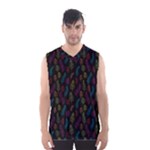 Whimsical Feather Pattern, Bright Pink Red Blue Green Yellow, Men s Basketball Tank Top