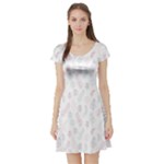 Whimsical Feather Pattern, soft colors, Short Sleeve Skater Dress