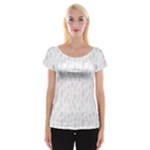 Whimsical Feather Pattern, soft colors, Women s Cap Sleeve Top