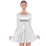 Whimsical Feather Pattern, soft colors, Long Sleeve Skater Dress