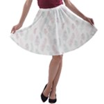 Whimsical Feather Pattern, soft colors, A-line Skater Skirt