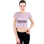 Whimsical Feather Pattern, pink & purple, Crew Neck Crop Top