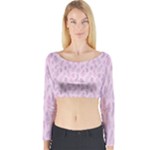 Whimsical Feather Pattern, pink & purple, Long Sleeve Crop Top (Tight Fit)