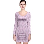 Whimsical Feather Pattern, pink & purple, Long Sleeve Bodycon Dress