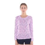 Whimsical Feather Pattern, pink & purple, Women s Long Sleeve Tee