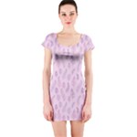 Whimsical Feather Pattern, pink & purple, Short Sleeve Bodycon Dress