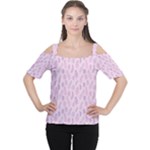 Whimsical Feather Pattern, pink & purple, Women s Cutout Shoulder Tee