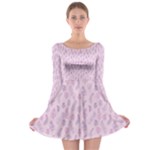 Whimsical Feather Pattern, pink & purple, Long Sleeve Skater Dress
