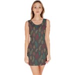 Whimsical Feather Pattern, autumn colors, Sleeveless Bodycon Dress