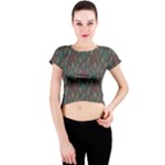 Whimsical Feather Pattern, autumn colors, Crew Neck Crop Top