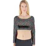Whimsical Feather Pattern, autumn colors, Long Sleeve Crop Top