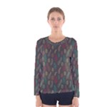 Whimsical Feather Pattern, autumn colors, Women s Long Sleeve Tee