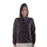 Whimsical Feather Pattern, autumn colors, Hooded Wind Breaker (Women)