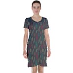 Whimsical Feather Pattern, autumn colors, Short Sleeve Nightdress