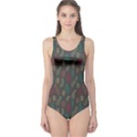 Whimsical Feather Pattern, autumn colors, One Piece Swimsuit