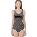 Whimsical Feather Pattern, autumn colors, One Piece Swimsuit View1