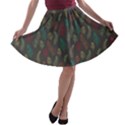 Whimsical Feather Pattern, autumn colors, A-line Skater Skirt View1