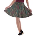 Whimsical Feather Pattern, autumn colors, A-line Skater Skirt View2
