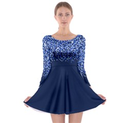 Blue Glitter Rain Long Sleeve Skater Dress by KirstenStar