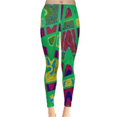 Bright Green Mod Pop Art Leggings  by BrightVibesDesign