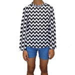 Black & White Zigzag Pattern Kid s Long Sleeve Swimwear