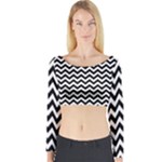Black & White Zigzag Pattern Long Sleeve Crop Top