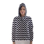 Black & White Zigzag Pattern Hooded Wind Breaker (Women)