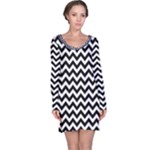 Black & White Zigzag Pattern Long Sleeve Nightdress