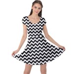 Black & White Zigzag Pattern Cap Sleeve Dresses