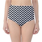 Black & White Zigzag Pattern High-Waist Bikini Bottoms