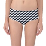 Black & White Zigzag Pattern Mid-Waist Bikini Bottoms