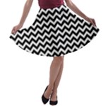 Black & White Zigzag Pattern A-line Skater Skirt