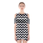 Black & White Zigzag Pattern Cutout Shoulder Dress