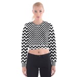Black & White Zigzag Pattern Women s Cropped Sweatshirt