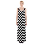 Black & White Zigzag Pattern Maxi Thigh Split Dress