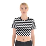 Black & White Zigzag Pattern Cotton Crop Top
